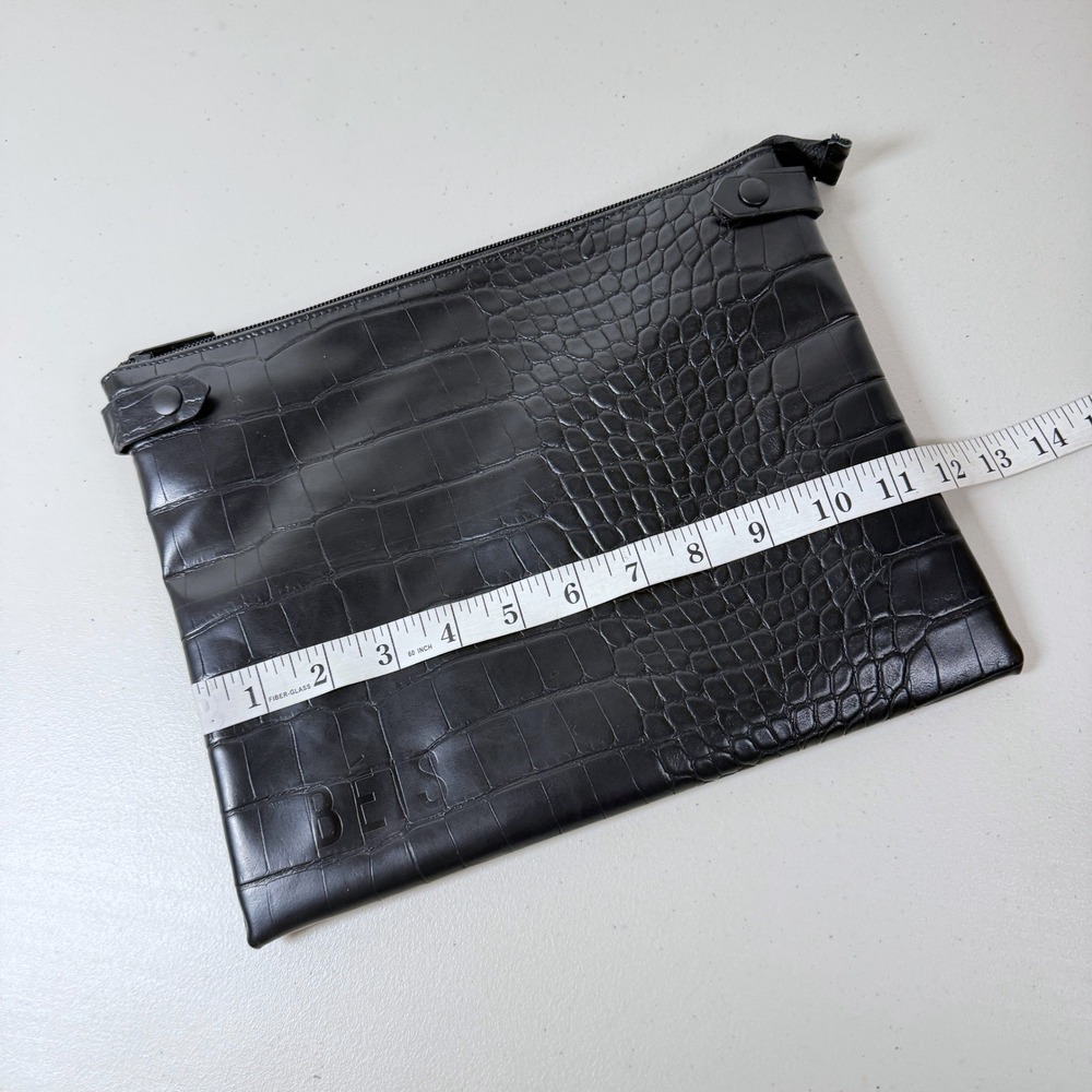 BEIS Black Croc Embossed Zipper‎ Pouch Travel Cosmetic Makeup Bag - Picture 6 of 8